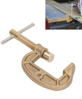 Check Out This Heavy Duty Brass Welding Ground Clamp That Cranks Up To 300 Amps For Serious Gas And Argon Arc Work. The Solid G Style Earth Grip Holds Firm Like A Boss In Any Rig Or Shop Setup You Got. A close-up of a solid brass welding ground clamp with a G style grip.