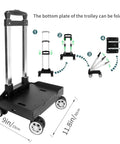 Diagram of a Foldable Aluminium Alloy Wheeled Backpack Trolley With Edge Guard Base and Four Spinner Wheels