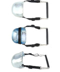 Heavy Duty Steel Toe Guard Metatarsal Guard Set With Adjustable Straps for universal fit shown in side view display.