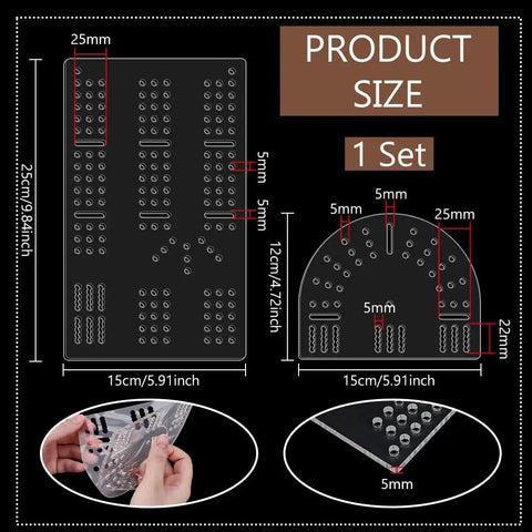 Top Shelf 3 Track Cribbage Board Templates Cut From Crystal Clear Acrylic Router Jig with precise hole placements and dimensions.