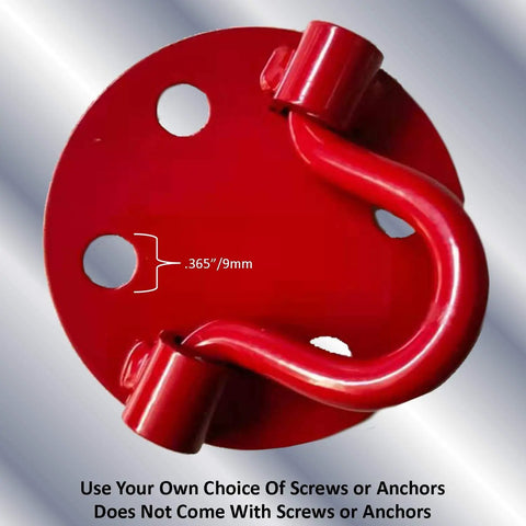Rock Solid Low Profile Steel Anchor Plate With Fold Up Hook Rings For Concrete Decks Patios Garages And Trailers close-up image highlighting fold-up hook rings.
