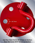 Heavy Duty Low Profile Anchor Plates 4 Pack Solid Steel Folding U Rings For Concrete Deck Patio Garage Floor, red anchor plate close-up.