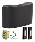 Wired Doorbell Kit With Flat Black Lighted Push Button And 16V Transformer, Modern Surface Mount Chime For Single Or Two-Door Homes