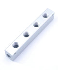 G1 4 BSP Port Four Way Six Port Pneumatic Air Manifold Block Splitter Beefy Built Solid Aluminum For Water Gas Oil