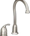 Spot Resistant Stainless Camerist High Arc One-Handle Bar Faucet, visible in brushed finish with 4-inch centerset design.