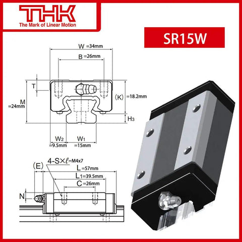 Ultra Smooth Linear Carriage SR15W1UU And SR15W1SS GK Block For CNC Automation And 3D Printing Beefed Up Heavy Duty Load Bearing Guide Rail System With Precise Sliding Action Easy mounting And High Performance Wide Stock, SR15W linear block