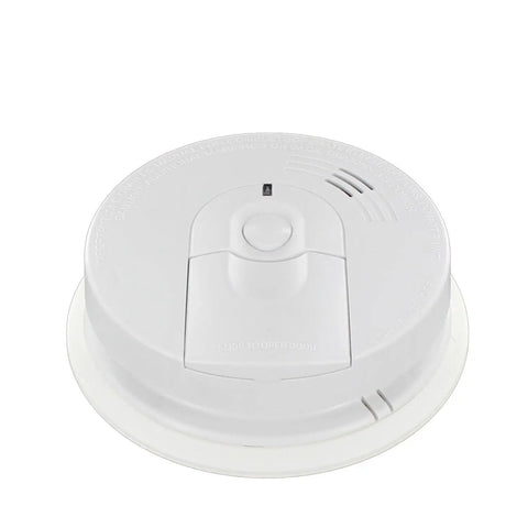 Hardwire Smoke Detector With Nine Volt Battery Backup And No Drama Front Load Door For Straight Swap Install, top view.