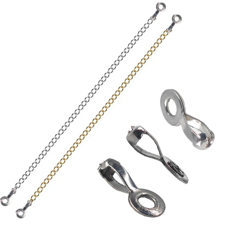 100 Pieces Ball Chain Pull Loop Connectors For Bead Chain 3mm And 3.2mm, 304 Stainless Steel Clasps, loose and attached chain view