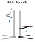 Adjustable Rolling Laptop Desk With Spacious Aluminum Top And Quick Height Adjustments showing height adjustment features.
