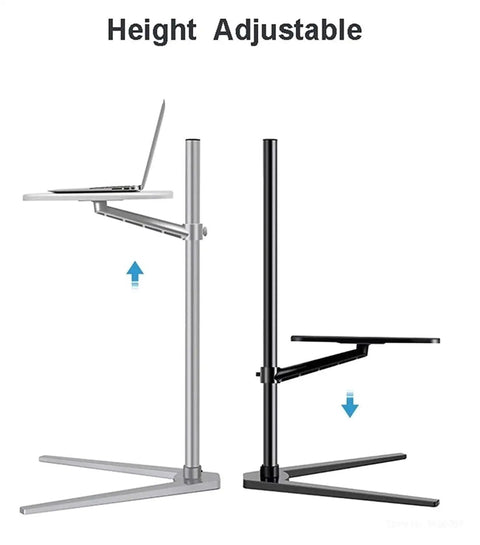 Adjustable Rolling Laptop Desk With Spacious Aluminum Top And Quick Height Adjustments showing height adjustment features.