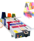 Rock Solid Electric Plastic Hot Bender And Acrylic Bending Press With Adjustable Heat Settings And Fast Chill Water Cooling For Perfect Pvc Angles And Knockout Storefront Displays, showcasing colorful acrylic sheets being bent.