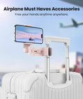 Airplane Phone Holder Mount for Travel Must Haves, Universal Flight Phone Mount With 360 Degree Rotation attached to suitcase