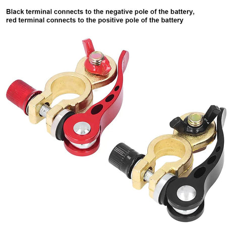 2 Pack Car Battery Terminal Connectors Quick Release Disconnect Ends, red and black, heavy-duty copper, universal fit