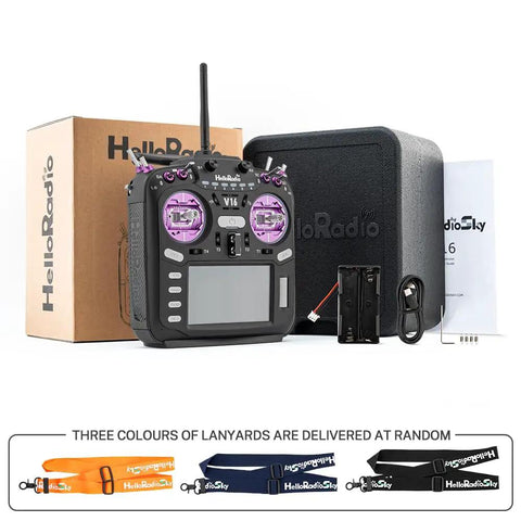V16Max ELRS CNC Hall Gimbals RC Radio Transmitter with 16 Channels, 2.4G, Mode 2, OpenTX EdgeTX Ready, in front of packaging