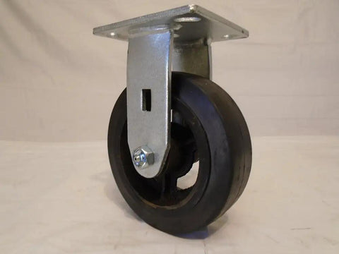 Tough As Nails 6 Inch Rubber Rollers With Steel Hub Kingpinless Casters Includes Two Swivel And Two Rigid Units showing a single swivel caster wheel.