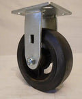 Heavy Duty 6 Inch Rubber On Steel Caster Set With Kingpinless Swivel Wheels With Brakes For Toolboxes close-up view