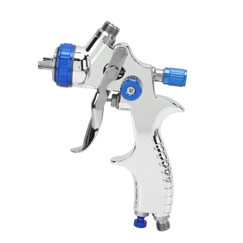 Professional Low Pressure Pneumatic Paint Sprayer With 600ML Hopper For Water Based Paint Adjustable Flow Control close-up view of the spray gun handle.