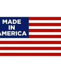 American flag design with text 'Made in America', product for camping, fishing, hunting, and bushcraft.
