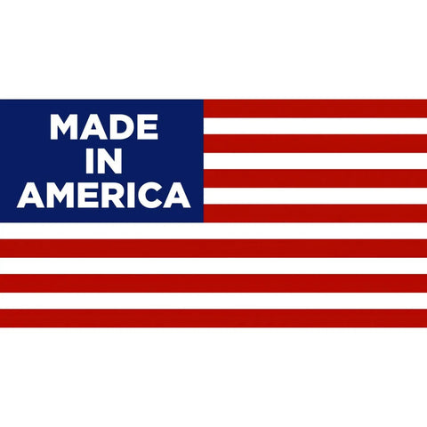 American flag design with text 'Made in America', product for camping, fishing, hunting, and bushcraft.