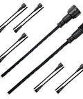Six Pair Three Pin Xconnect Pigtail Connectors For Low Voltage Lighting System copper wire connectors with black flexible cables.