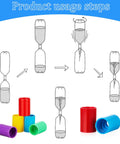 Tornado Bottle Connectors Kit For Demonstrations And DIY Science Experiments, Vortex Tubes In 5 Colors, usage steps diagram
