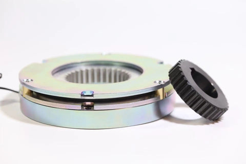 S150 Precision Servo Motor Electromagnetic Power Brake For Heavy Duty Industrial Uses With Hardcore Holding Torque And Top Shelf Quality Build Durable Friction Lining Assembly, close-up view of steel housing and friction disc.