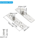 Hidden Door Pivot Hinges Four Pack 360 Degree Rotation With Eccentric Axis Up Down Shaft Hardware Small Size For Secret Doors And Bookcases Silver Tone PATIKIL close-up showing dimensions and screw