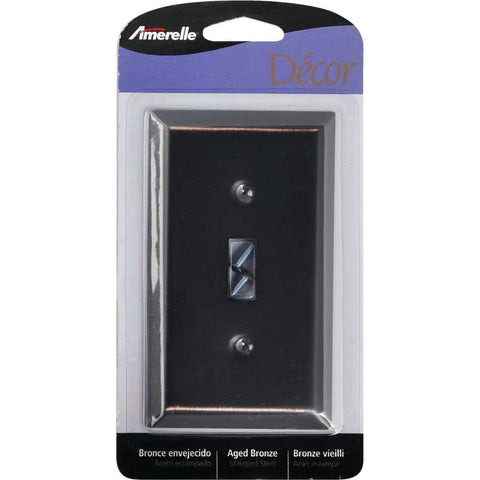 Mid Century Modern Wallplate With 1 Toggle In Steel Aged Bronze Finish 1 Pack Snazzy Durable Electrical Cover Plate