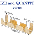 200 Pieces U Shape Copper Ring Terminals Open Barrel Brass Crimp Connectors size dimensions labeled