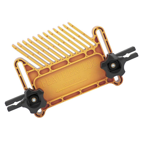 Adjustable Featherboard Set For Woodworking Safety Guide With Zero Fuss Chamfer Groove Fits Table Saws Band Saws And Router Tables, durable yellow frame.