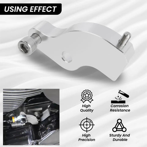 EZ Shift Neutral Gear Assist For Harley M8 Touring And Softail Bikes With Easy Mount Bracket, shown in silver metal close-up
