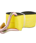 Beefy Heavy Duty Ratchet Tie Down Strap 4 Inch By 30 Foot With Zinc Plated Double J Hooks, 5400 Lb Load Limit, shown coiled