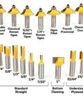 Built Like A Tank 70 Piece Router Bit Set With 1/2 Inch Shank Carbide Tipped woodworking bits showcasing various profiles.