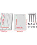 Heavy Duty Aluminum RV Table Base Mount With No Sweat Rotatable Adjustments showing brackets and screws for camper furniture setup.