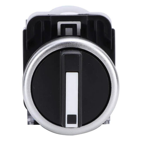 Front view of Set Of 10 3 Position Self Locking Rotary Switches 22mm Panel Mount Changeover 440V for Electrical Panels and Motor Control
