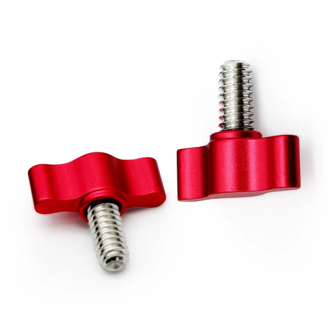 Top Shelf 4 Pack Of 1/4-20 X 3/4 Inch Stainless Steel Thumb Screws with Red Adjustable Tee Wing Knobs for easy clamping