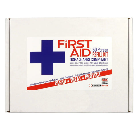 First Aid Kit refill for 50 people, 208-piece ANSI Class B, includes splint and tourniquet