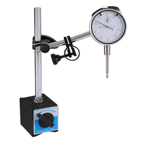 Qnkaa magnetic base dial indicator holder on metal stand with long adjustable arm and dial gauge