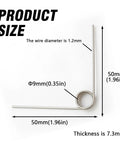 Diagram showing dimensions of 10 Pack Small Stainless Steel Torsion Springs 50mm long, 1.2mm thick, 11.4mm OD, with 5 turns, 120-degree rotation.