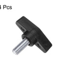 Straight Up Four Pack Tee Wing Knobs With M10 Thumb Screws And Beefy Steel Studs Featuring A Big Fifty Five Millimeter Twist Handle in black.