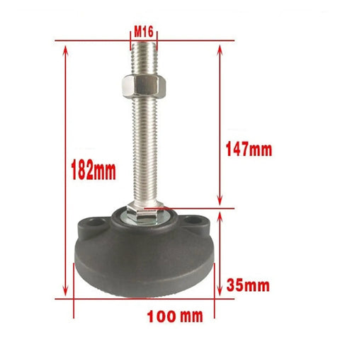 Heavy Duty Adjustable Leveling Feet Six Pack M16 M20 M24 Thick Carbon Steel Machine Pucks with threaded lift dimensioned image