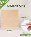 Front view of Rowood basswood sheets, 12x12 inches, 3mm–1/8in thick, unfinished for laser cutting, 30-pack