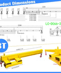 Heavy Duty Forklift Jib Crane 3 Ton Capacity Telescopic Boom Hoist dimensions diagram with detailed measurements.