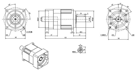 Tight Fit Helical Gear Planetary Reducer Gearbox With Hella Precise Three Arcmin Backlash And Smooth Five To One Ratio with dimensions