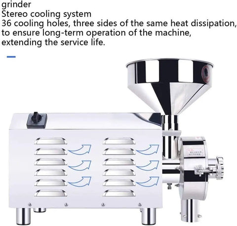 Electric Grain Mill Grinder High Speed Powder Machine with cooling system and three-sided heat dissipation, kitchen use
