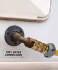 Full Flow Brass Garden Hose Quick Connect Fittings Set Built Heavy Duty With Full Port Brass Construction attached to water hookup