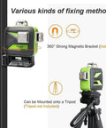 Green Rotary Laser Level Kit for DIYers and Pros with Plumb Points Self Leveling Horizontal and Vertical Laser 800M Range, magnetic mount and tripod option