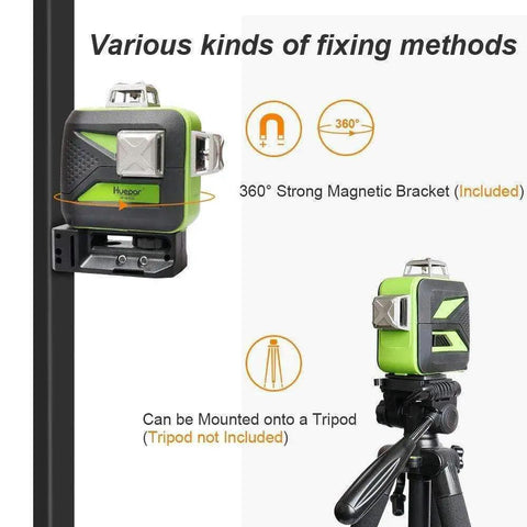 Green Rotary Laser Level Kit for DIYers and Pros with Plumb Points Self Leveling Horizontal and Vertical Laser 800M Range, magnetic mount and tripod option