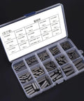 Key stock assortment: 140 steel parallel shaft keys in a clear plastic organizer box (front view)