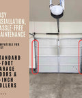 Installed Heavy Duty Galvanized Steel Vertical Garage Door Track Kit For 7 Ft Rails, 76 Inch Length, Pro Grade Replacement Kit For 2 Inch Rollers.